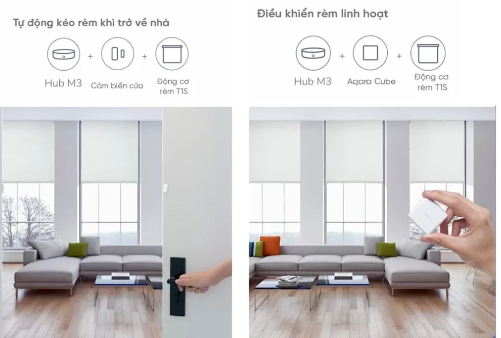 tự động hoá với động cơ rèm aqara t1s