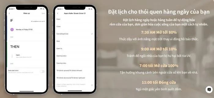 Động Cơ Rèm Cuốn Thông Minh Aqara E1 đặt lịch tự động