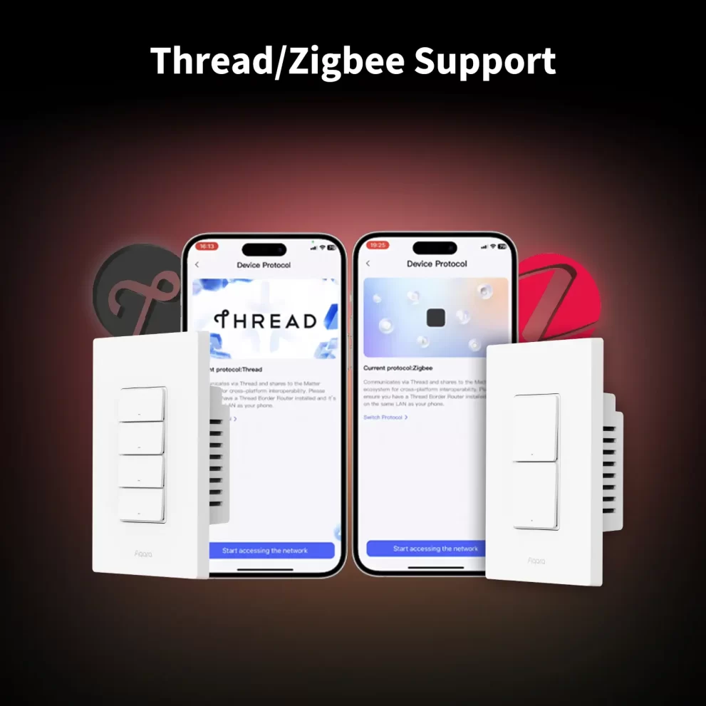 Công Tắc Chữ Nhật Aqara Light Switch H2 US hỗ trợ zigbee và thread
