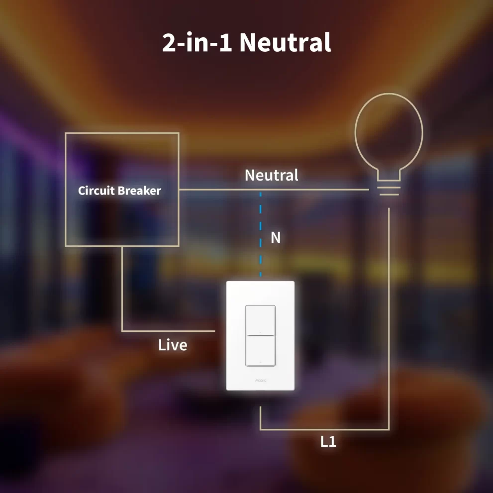 Công Tắc Chữ Nhật Aqara Light Switch H2 US hỗ trợ có N và không N