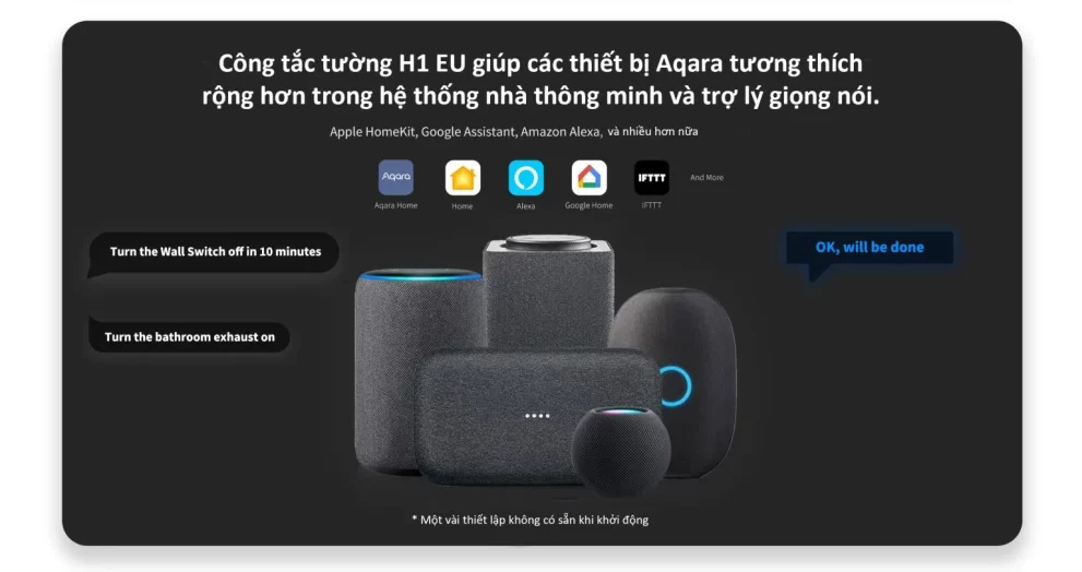 Công tắc thông minh Aqara H1 hỗ trợ apple homekit