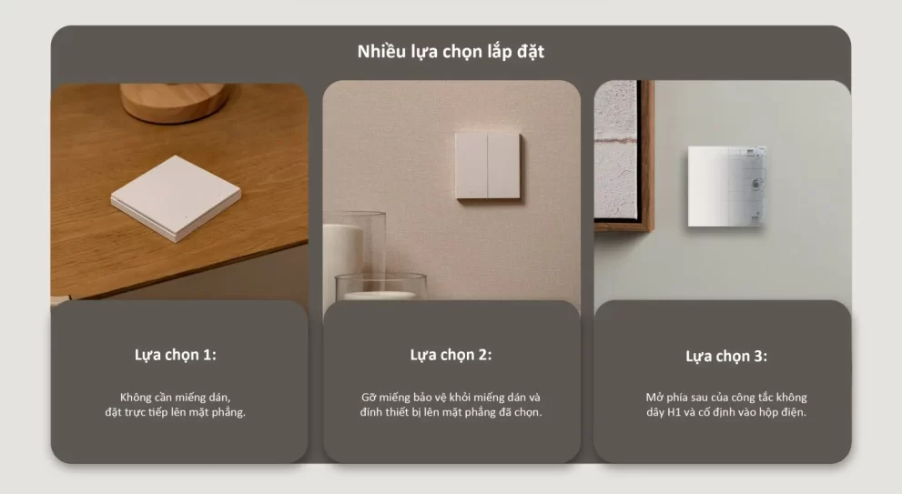 Nhiều lựa chọn với Công Tắc Không Dây Aqara Wireless Switch H1 WRS-R02