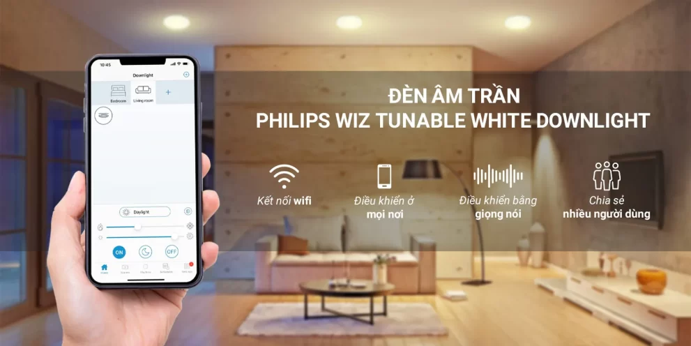 Đèn LED âm trần thông minh Philips WiZ 9W 12.5W 17W Downlight